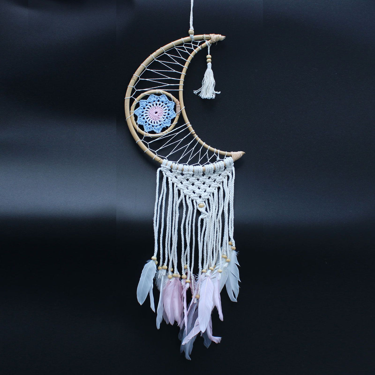 Macrame Moon Dream Catcher - Assorted Colours – view 9
