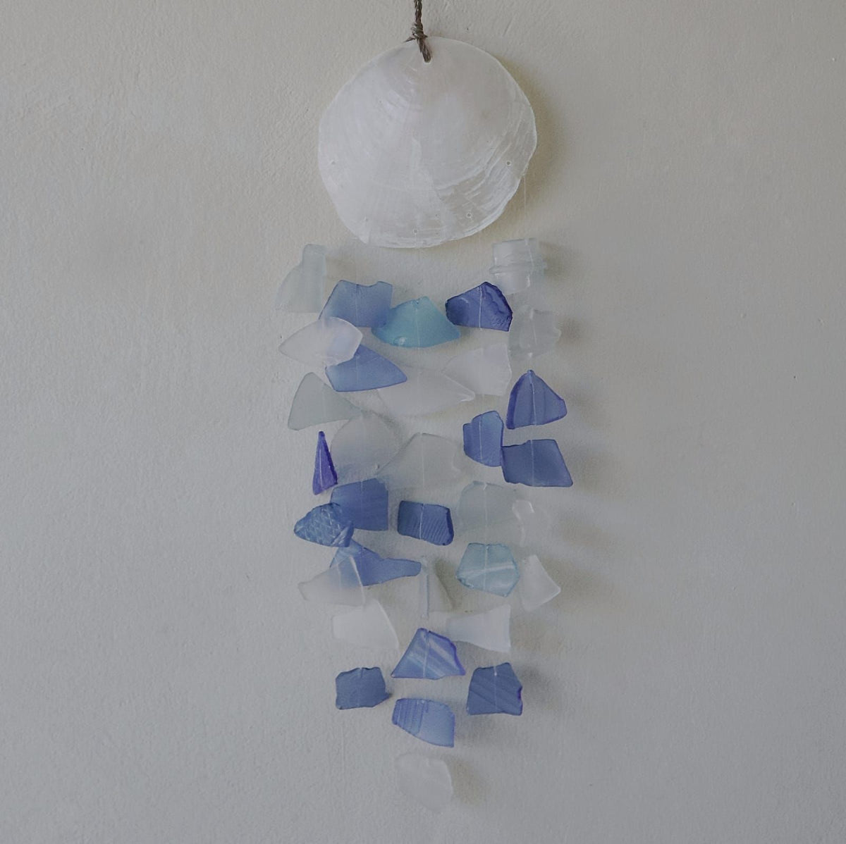 Recycled Glass Drop Wind Chime - Blue & White – view 3