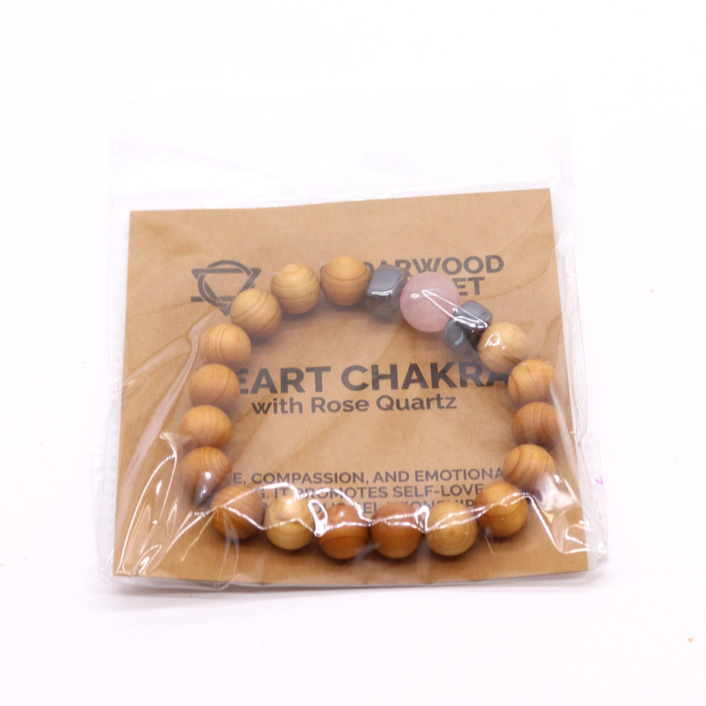 Cedarwood Heart Chakra Bangle with Rose Quartz – view 3