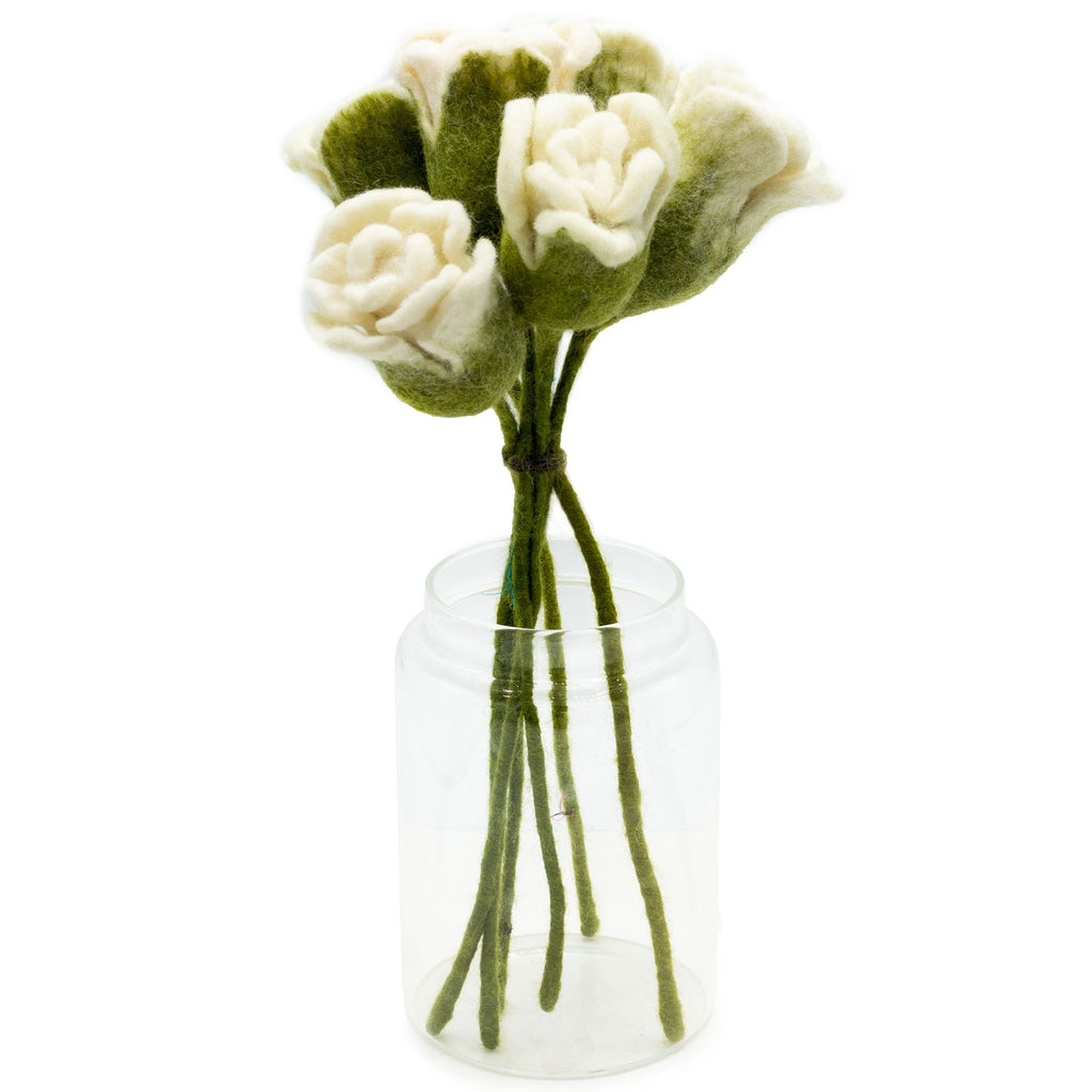 Set of 6 Felt Rose Stems - White – view 3