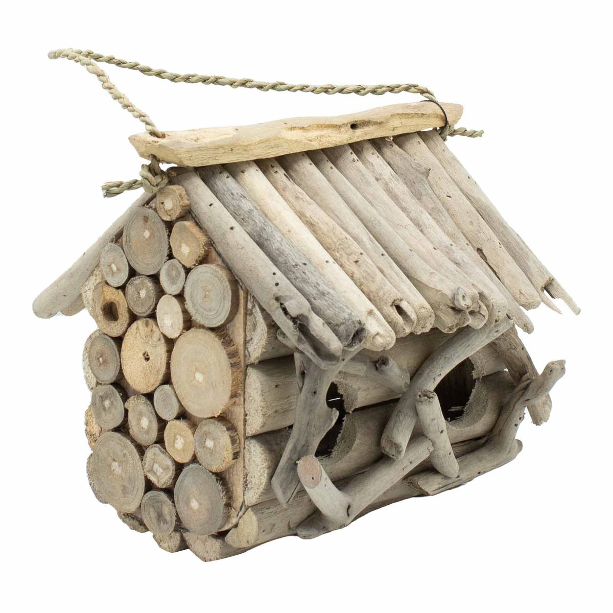 Recycled Driftwood Birdbox, Double Nest Box