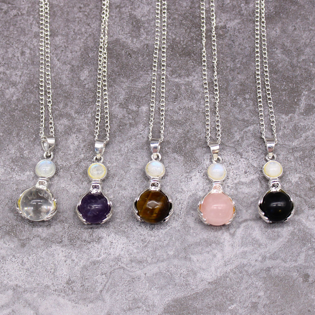Black Agate Healing Hands Gemstone Pendant Necklace – view 4