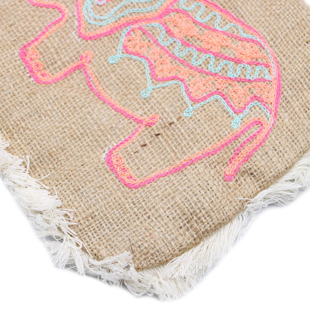 Fab Fringe Bag - Elephant Embroidery on Jute – view 2