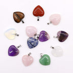 Gemstone Heart Pendants, Set of 12 Assorted Stones, 20x6mm – view 2