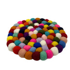 Felt Ball Round Table Mat - 20cm Multi Colour