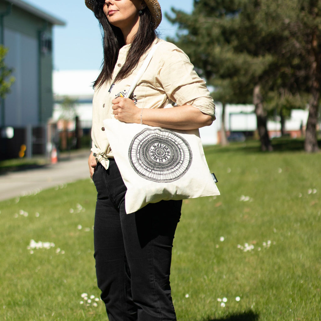 Nomad Sari Tote Bag - Urban Mandala Print - Natural Cotton – view 5