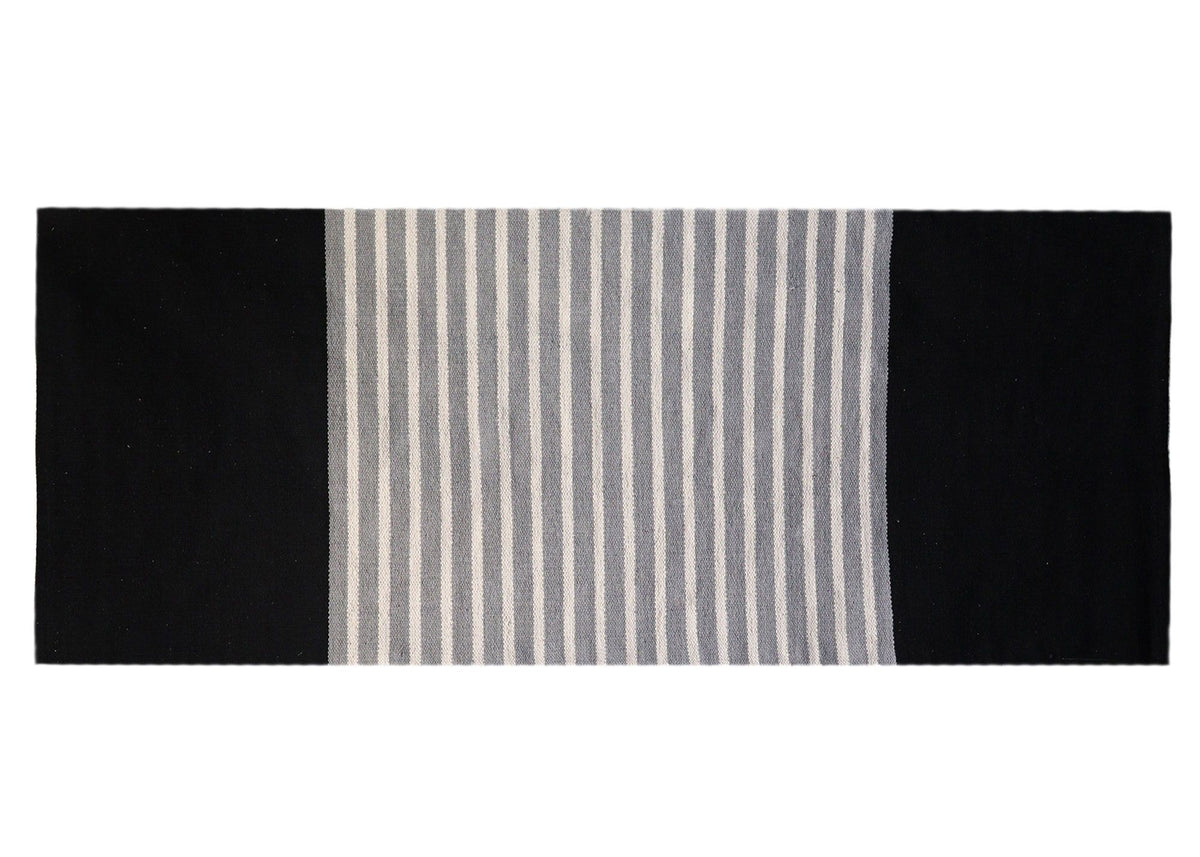 Indian Cotton Rug - Black/Grey - 70x172cm – view 2