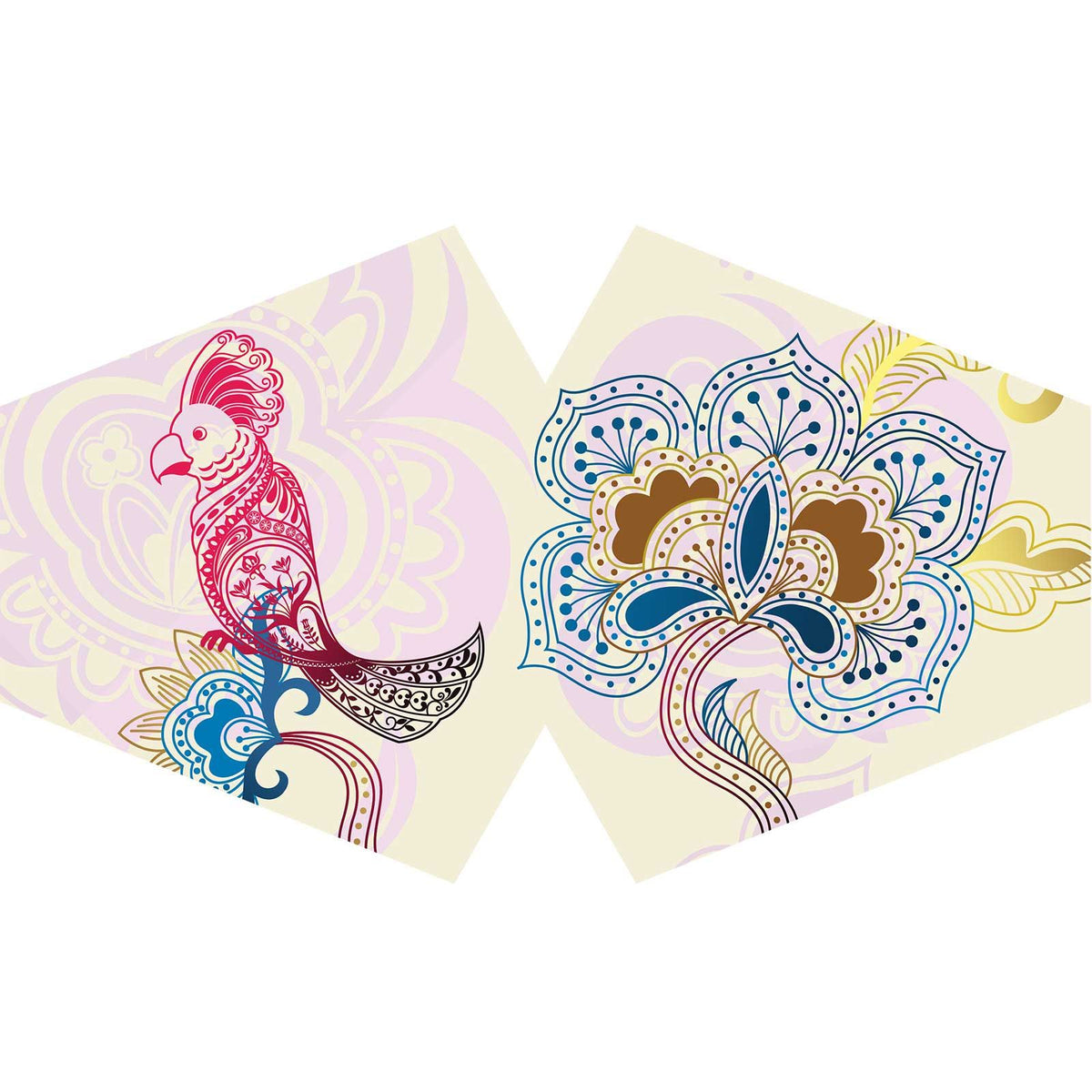 Reusable Fashion Face Covering - Mandala Parrot Print (Adult)