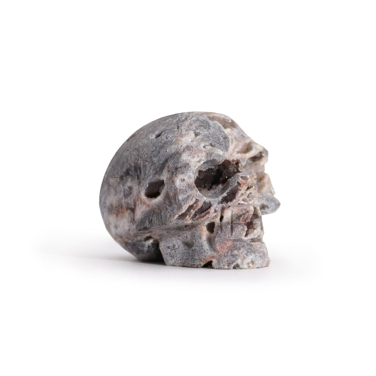 Calcite Geode Carved Skull, approx 4.5cm