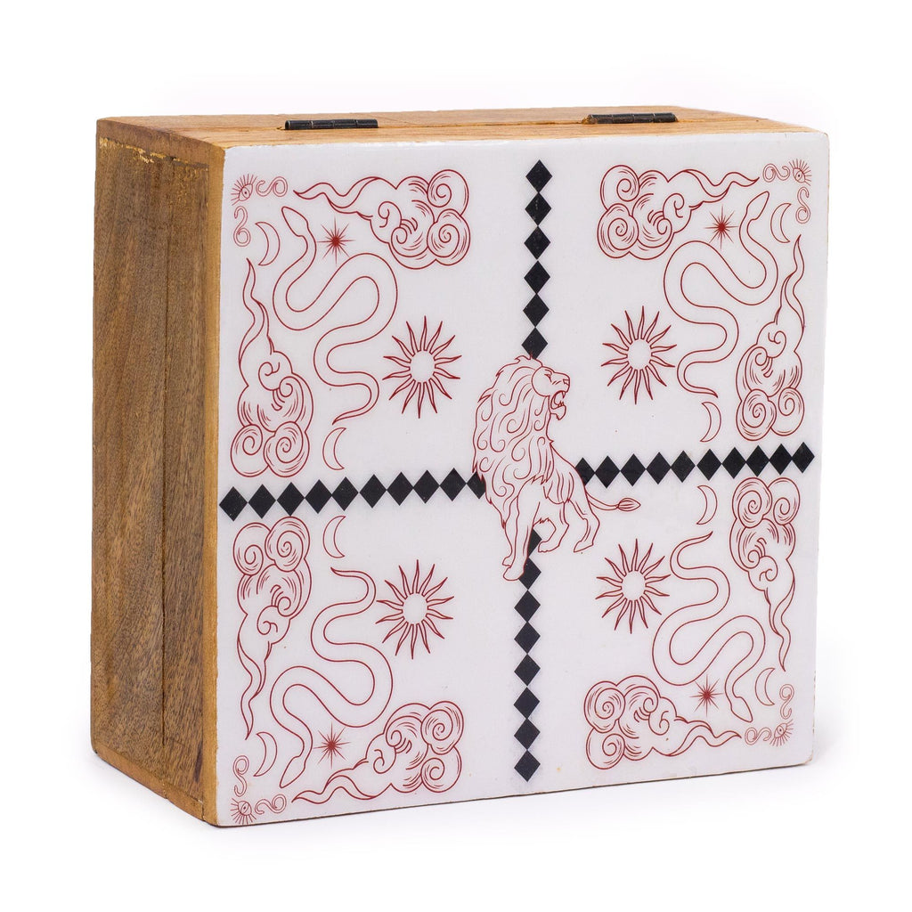 Enamelled Mango Wood Square Box 15x17.5x8cm - Alt Design – view 2
