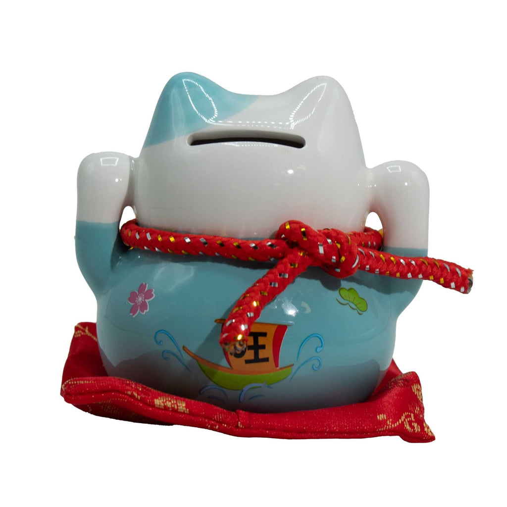 Money Cat Coin Bank on Cushion - Blue – view 2