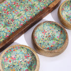 Mango Wood Tray with 3 Bowls - Mediterranean Tile – view 5