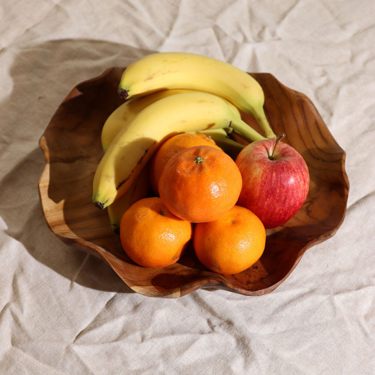 Smooth Round Teak Wood Fruit Bowl, 28cm – view 2