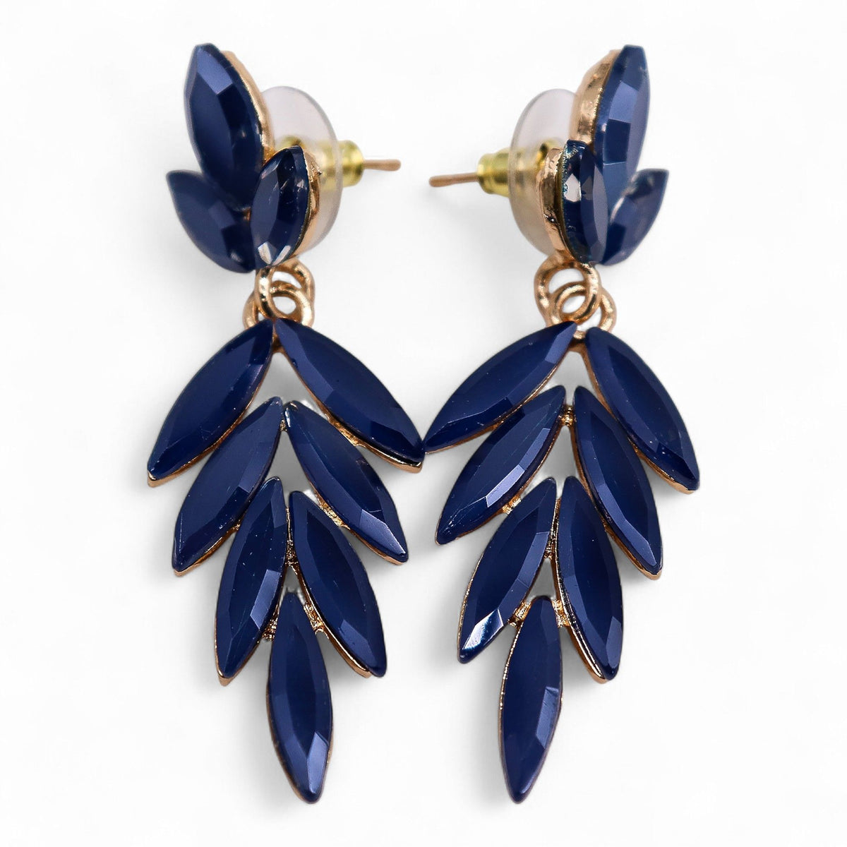 Nymph Royal Blue Long Drop Vintage Glass Earrings