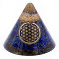 Orgonite Cone, Lapis Lazuli Flower of Life, 90mm