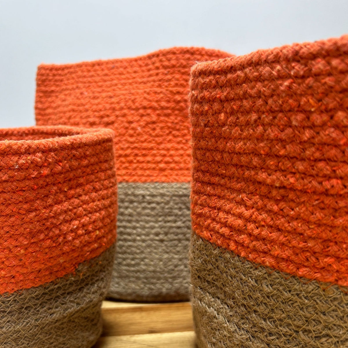 Set of 3 Cotton Rope Storage Baskets - Orange – view 3