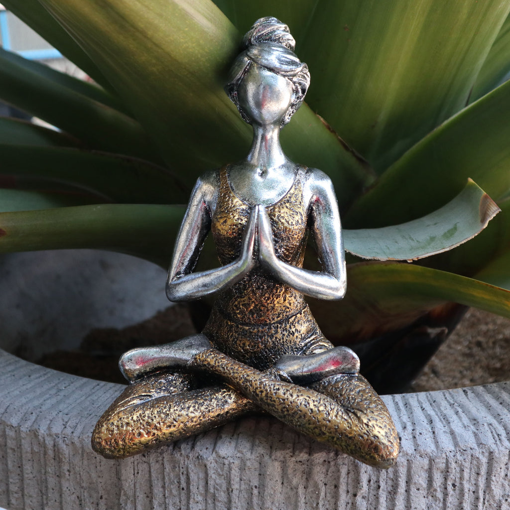 Yoga Lady Figure, Silver and Gold, 24 cm – view 5