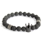 Crystal Crown Charm Black Agate Gemstone Bracelet