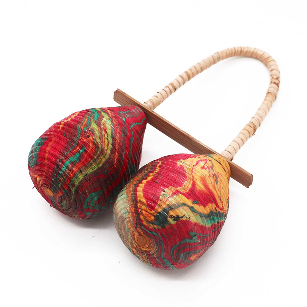 Double Loop Maracas Rattle - Marbled Rattan