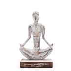 Wooden Yoga Lady Statue - Easy Pose, Whitewash Finish