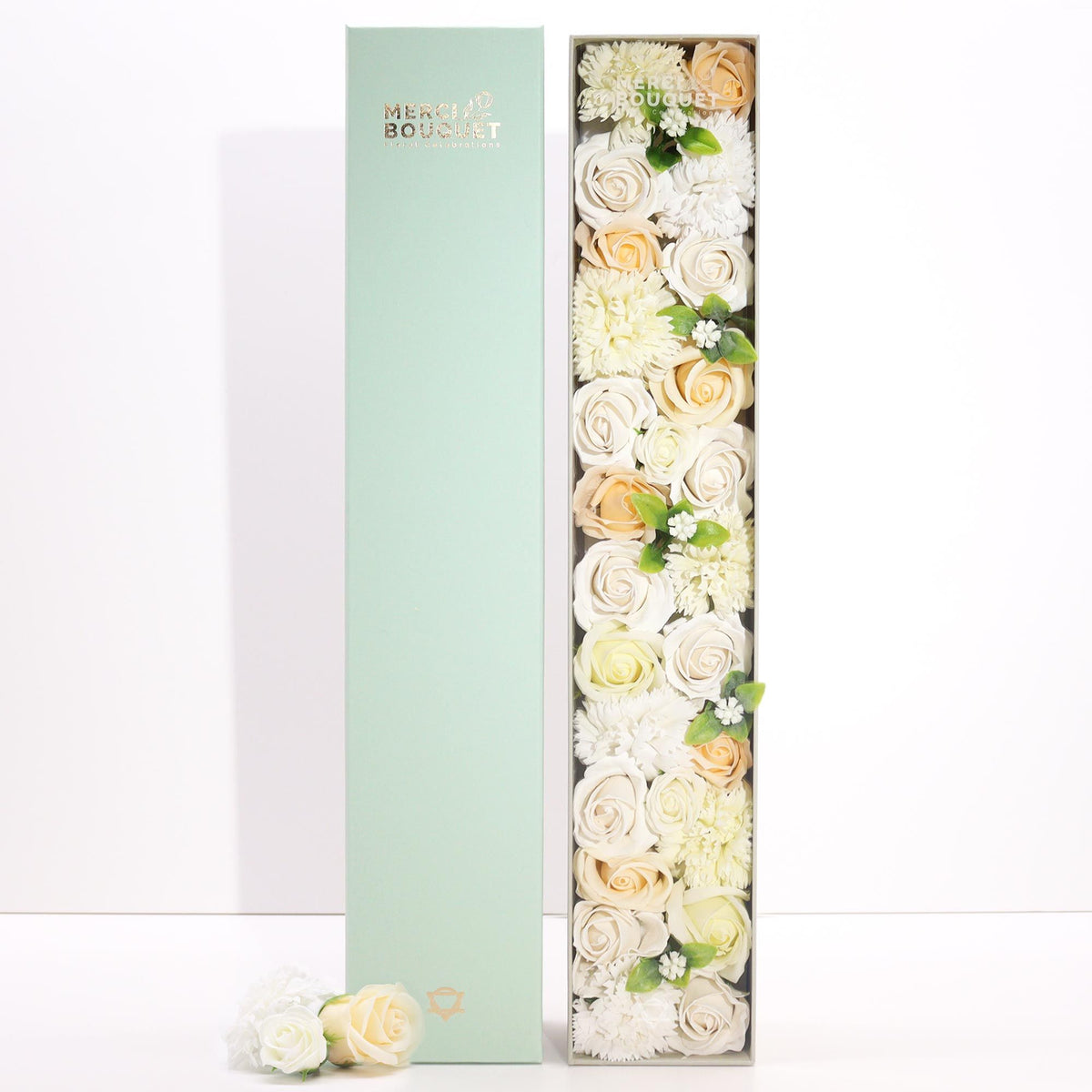 Extra Long Soap Flower Gift Box - Wedding White & Ivory – view 5