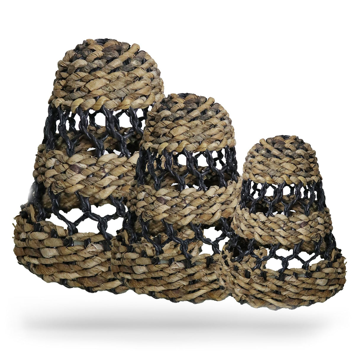 Banana Leaf & Black Raffia Lamp Shades, Set of 3 – view 4