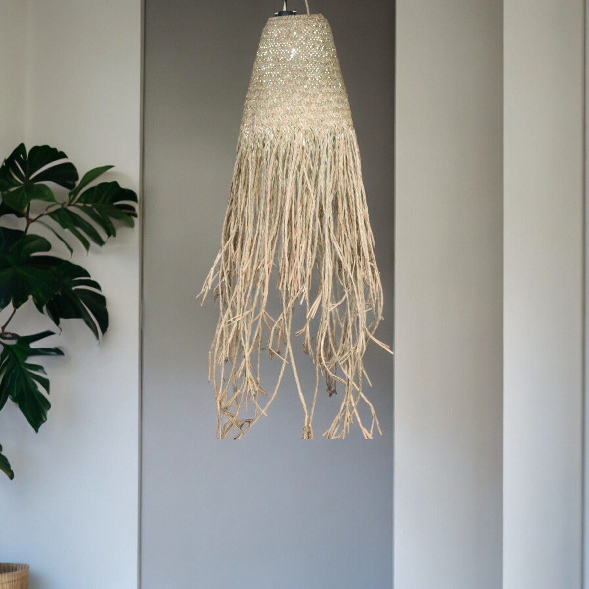 Natural Braided Suspension Lamp Shade - 20x15cm