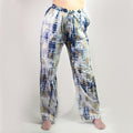 Nomad Sari Hand-Painted Lounge Pants - Gold & Blue Greek Motif M/L