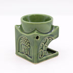 Square Buddha Ceramic Oil Burner - Dark Jade – view 3