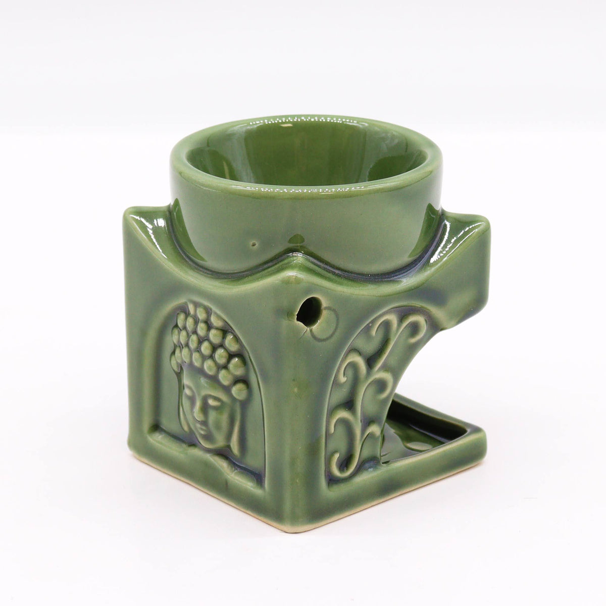 Square Buddha Ceramic Oil Burner - Dark Jade – view 3