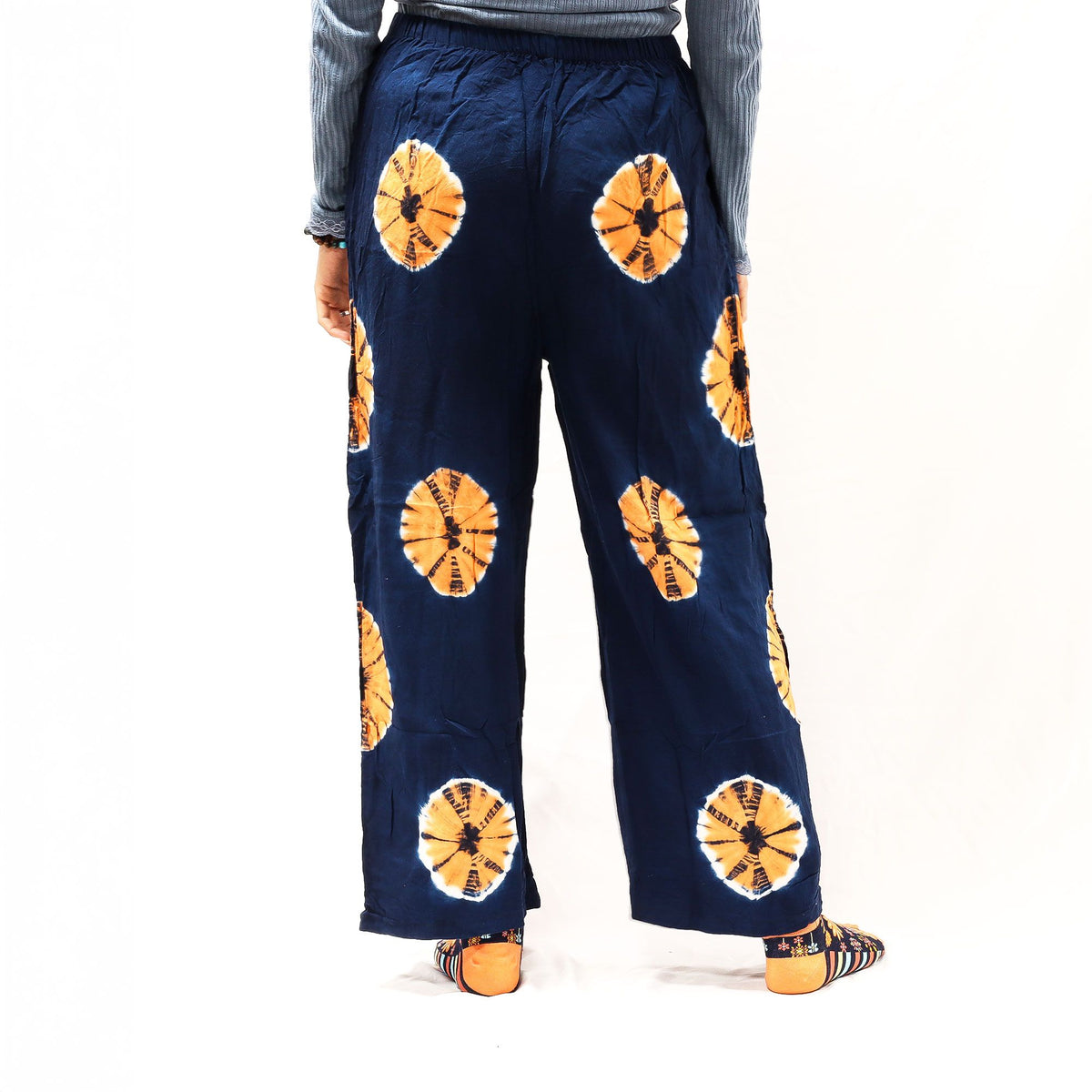 Japanese Style Lounge Pants - Navy and Orange - M – view 8