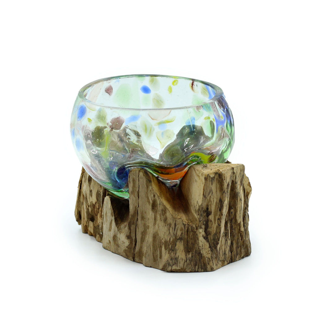 Molten Coloured Glass Bowl on Wood - Small – view 2