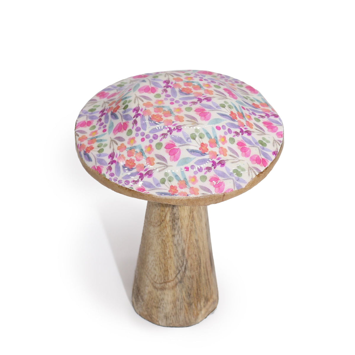 Pretty Floral Enamelled Mushroom Ornament - Small 10cm – view 2