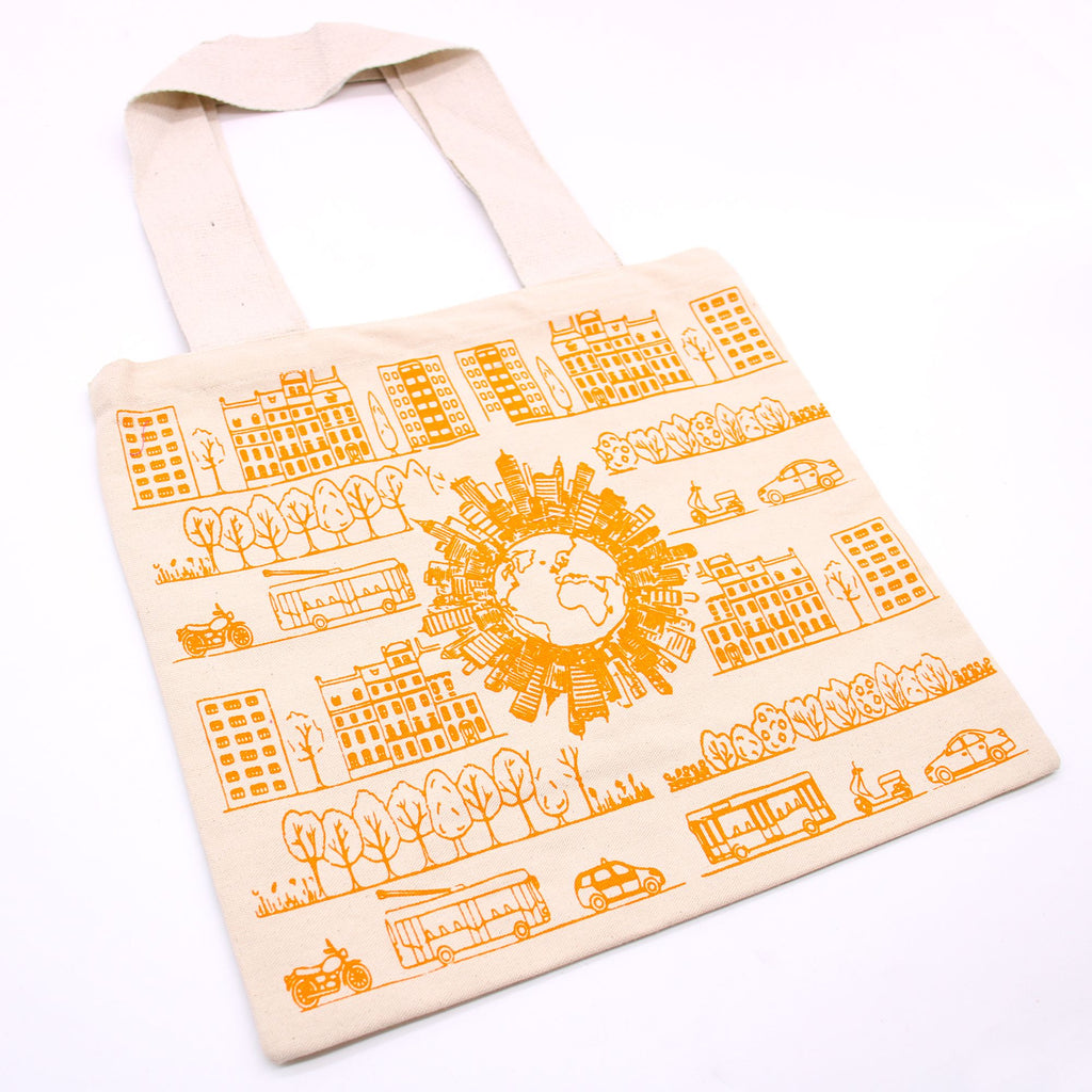 Big Cotton Shopping Bag 38x42cm City Life Print