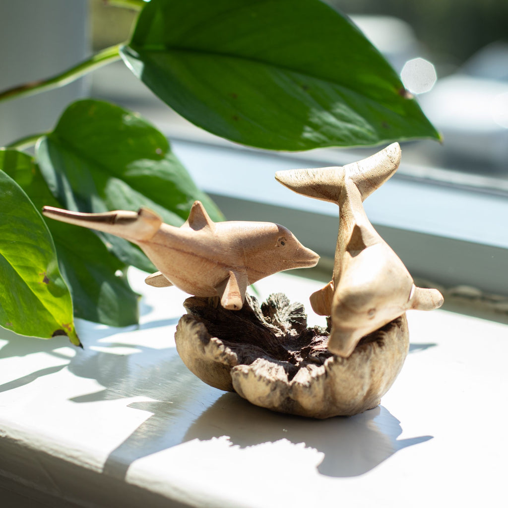 Parasite Wood Carving - Two Dolphins in Play – view 2