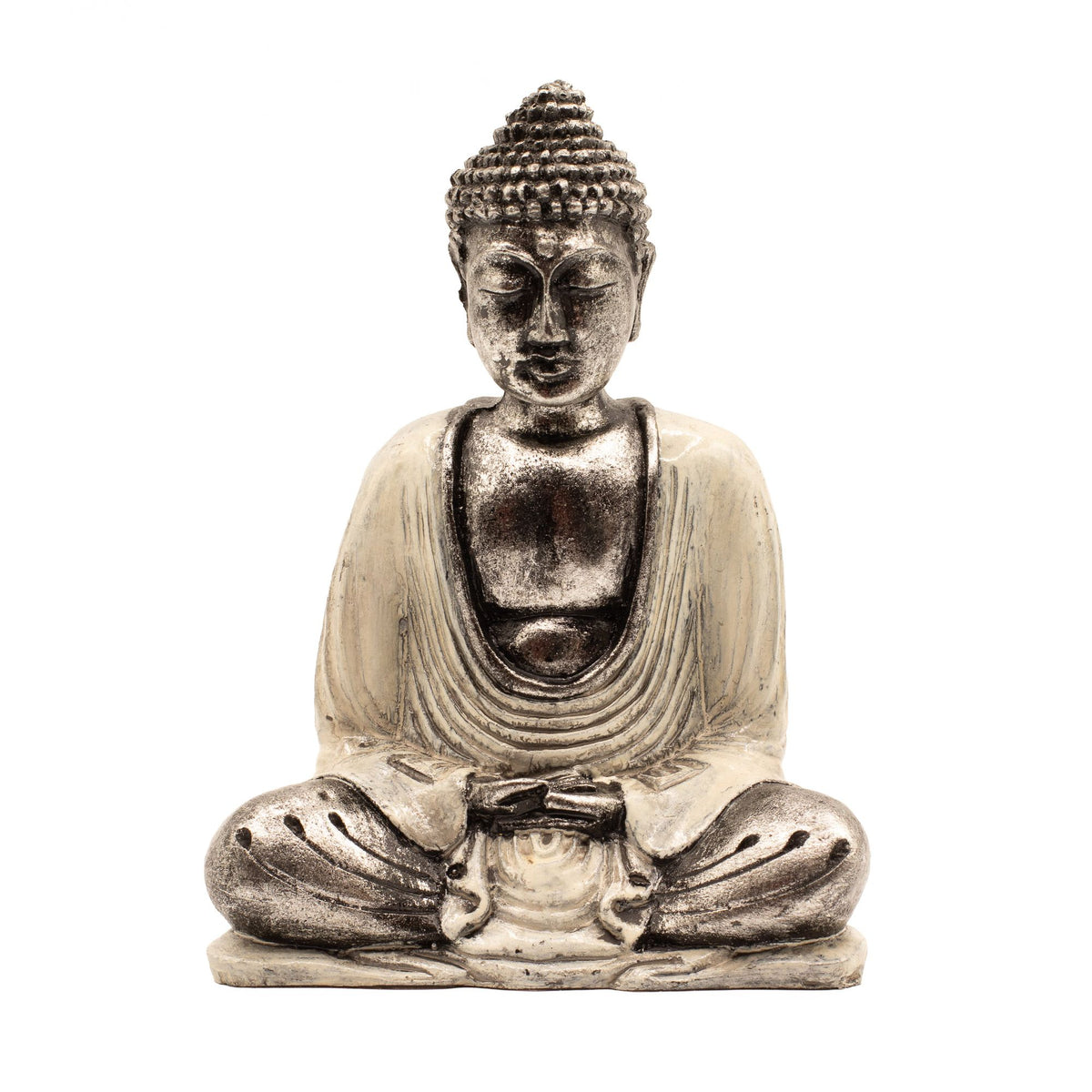 White & Grey Buddha Statue - Medium