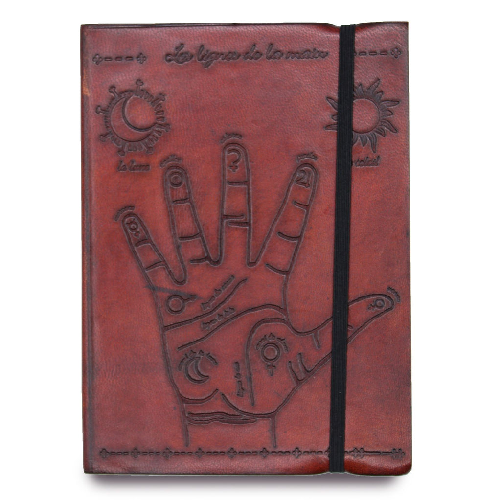 Small Vegetable Tanned Leather Notebook with Strap – Palmistry – view 6