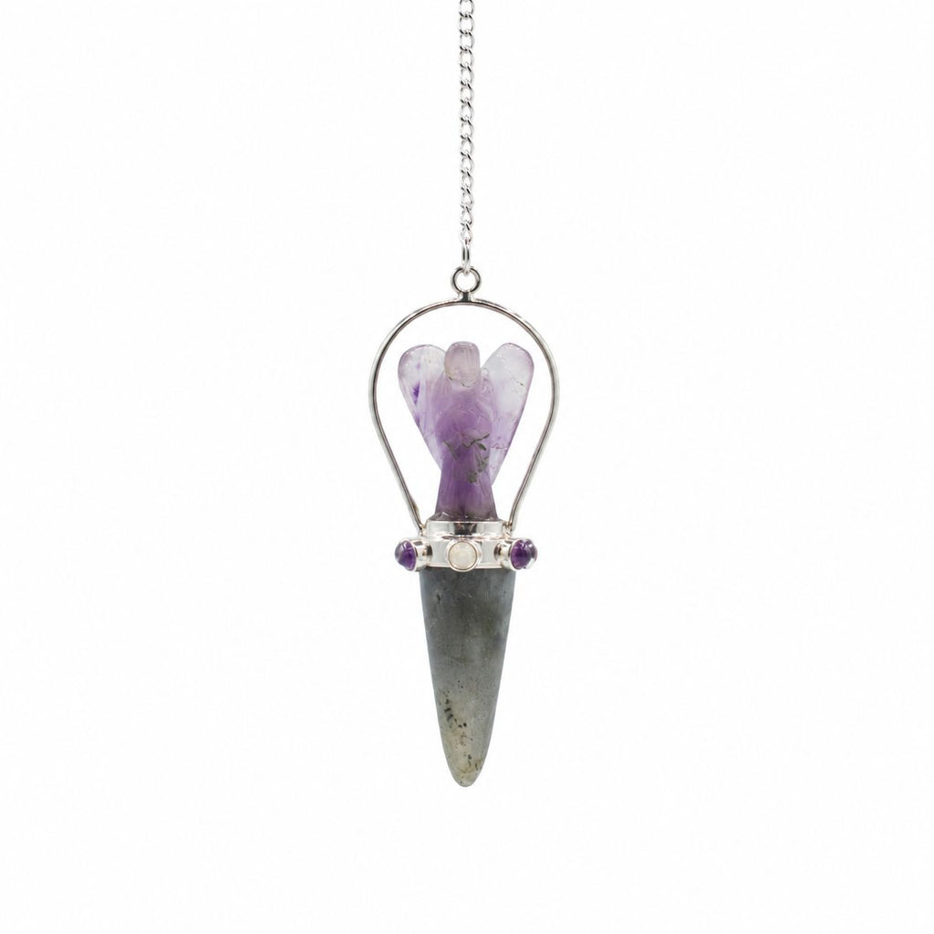 Veilwalker Angel Pendulum - Labradorite & Amethyst