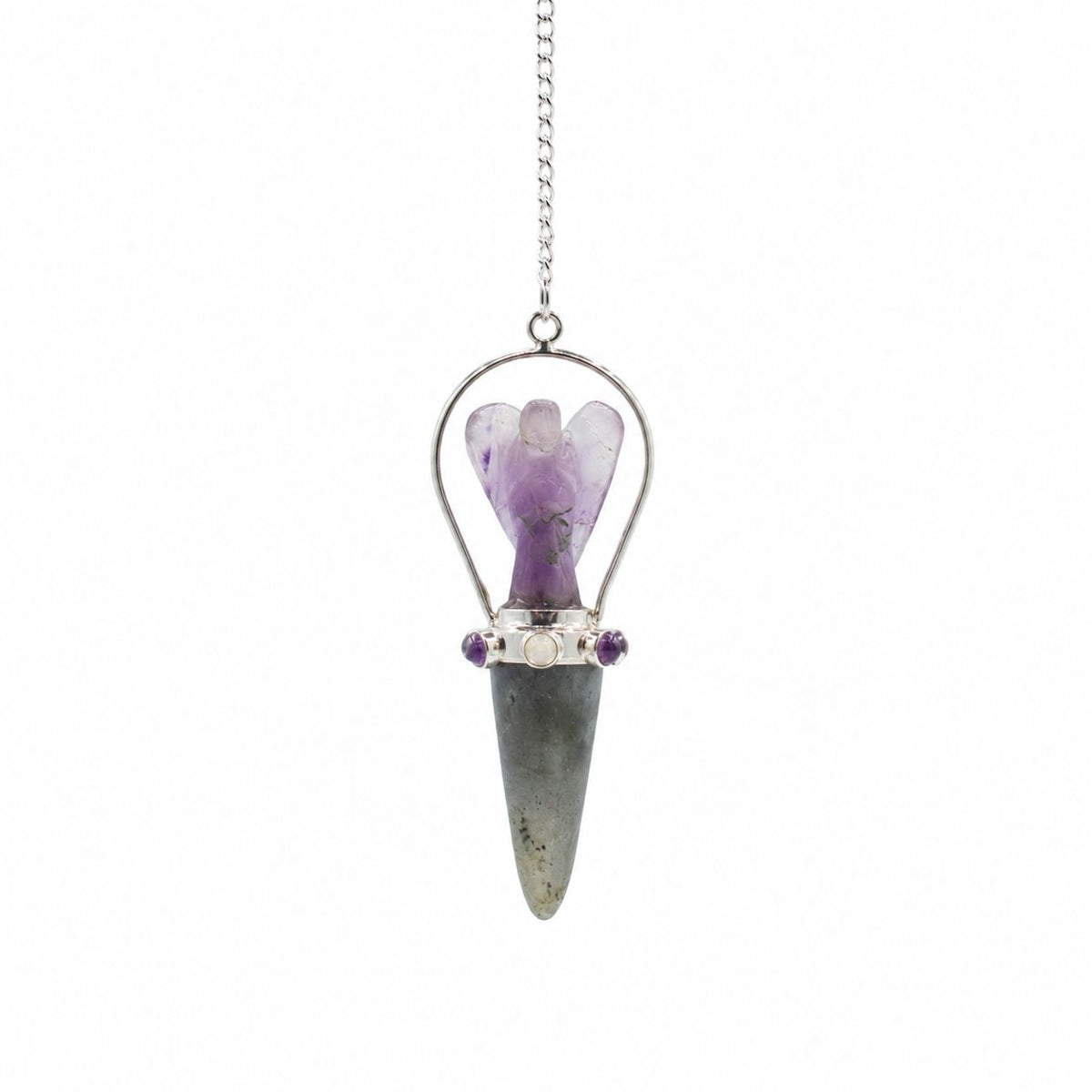 Veilwalker Angel Pendulum - Labradorite & Amethyst