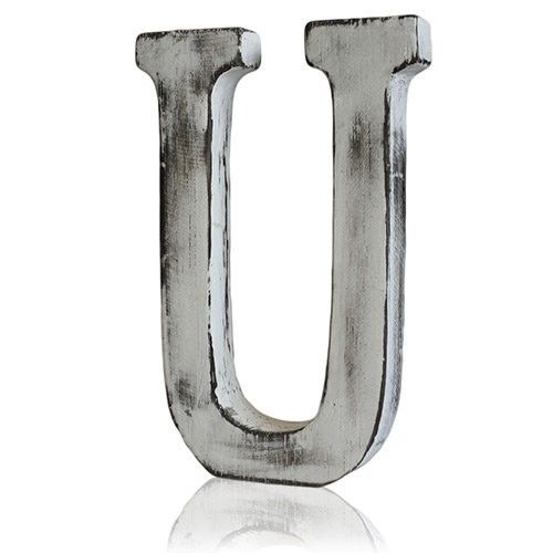 Shabby Chic Wooden Letter U - Mango Wood