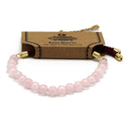 Rose Quartz Gemstone Bracelet, Gold-Plated Sliding Toggle – view 4