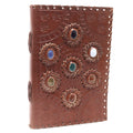 Leather Chakra Stone Notebook, 200 Pages – 22x15 cm