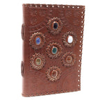Leather Chakra Stone Notebook, 200 Pages – 22x15 cm