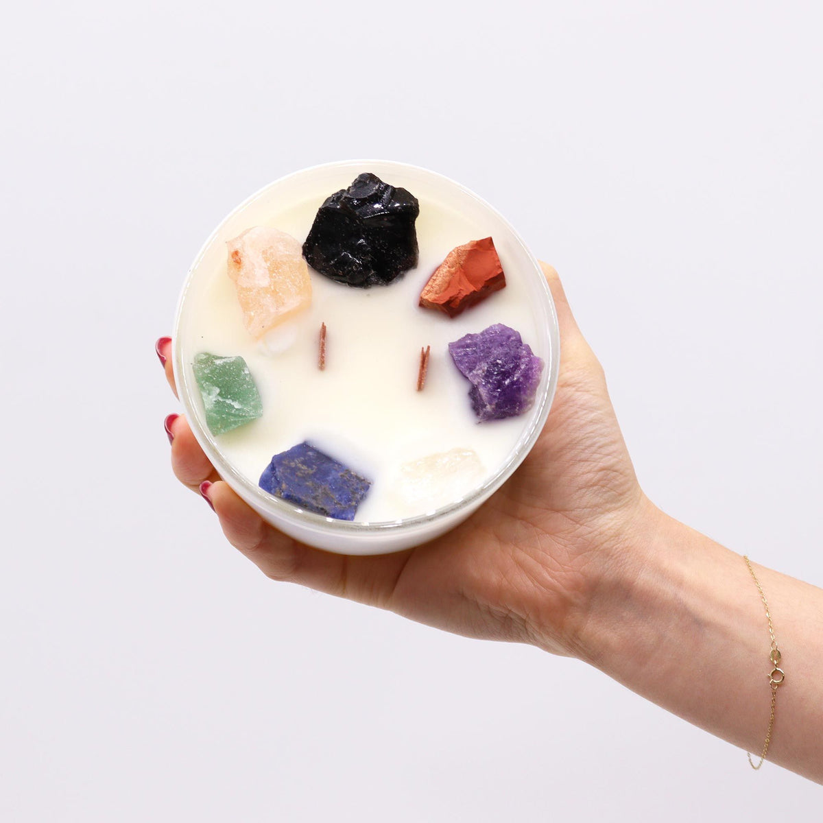 Large Seven Chakra Crystal Candle - Moon Beams – view 2