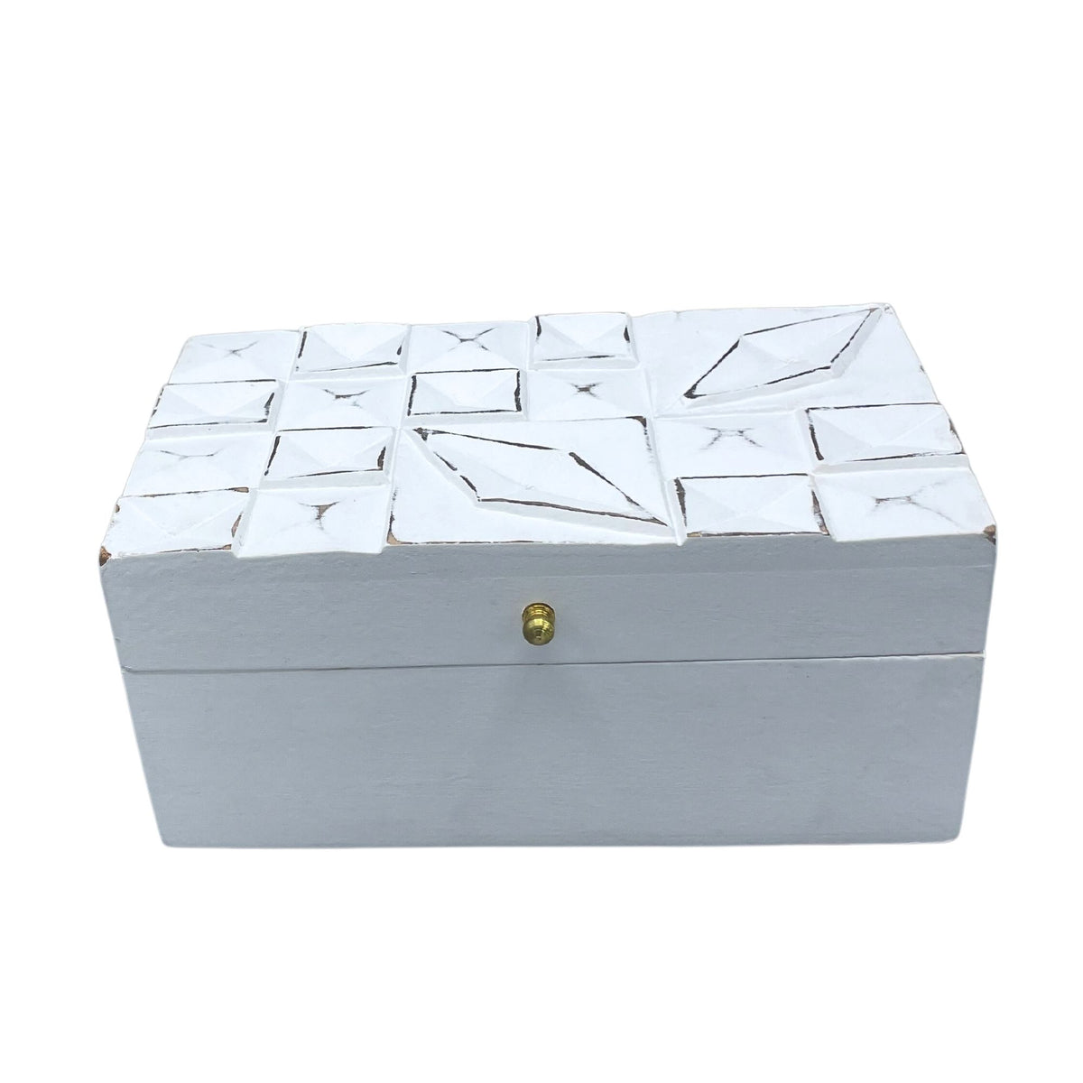Vintage Deco Wooden Storage Box - White Diamonds, 22 x 12 cm – view 2