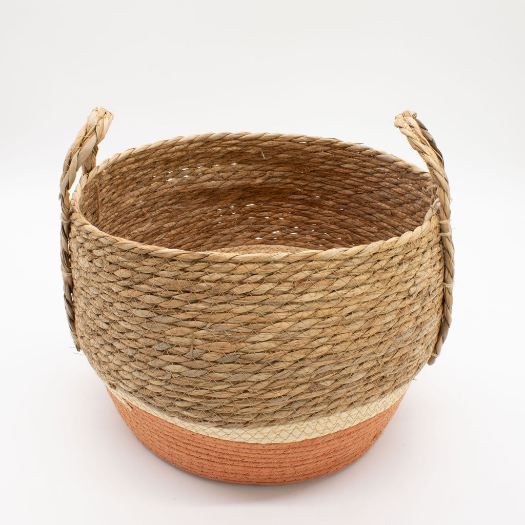 Straw & Seagrass Baskets, Natural and Orange, Set of 3 – view 8