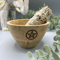 Wooden Ritual Offering Bowl - Pentagon - 12x7cm
