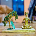 Green Aventurine Gemstone Yoga Garden - Padmasana Tilted Tree