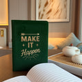 Dark Green Velvet Notebook, Make It Happen, 80 Pages