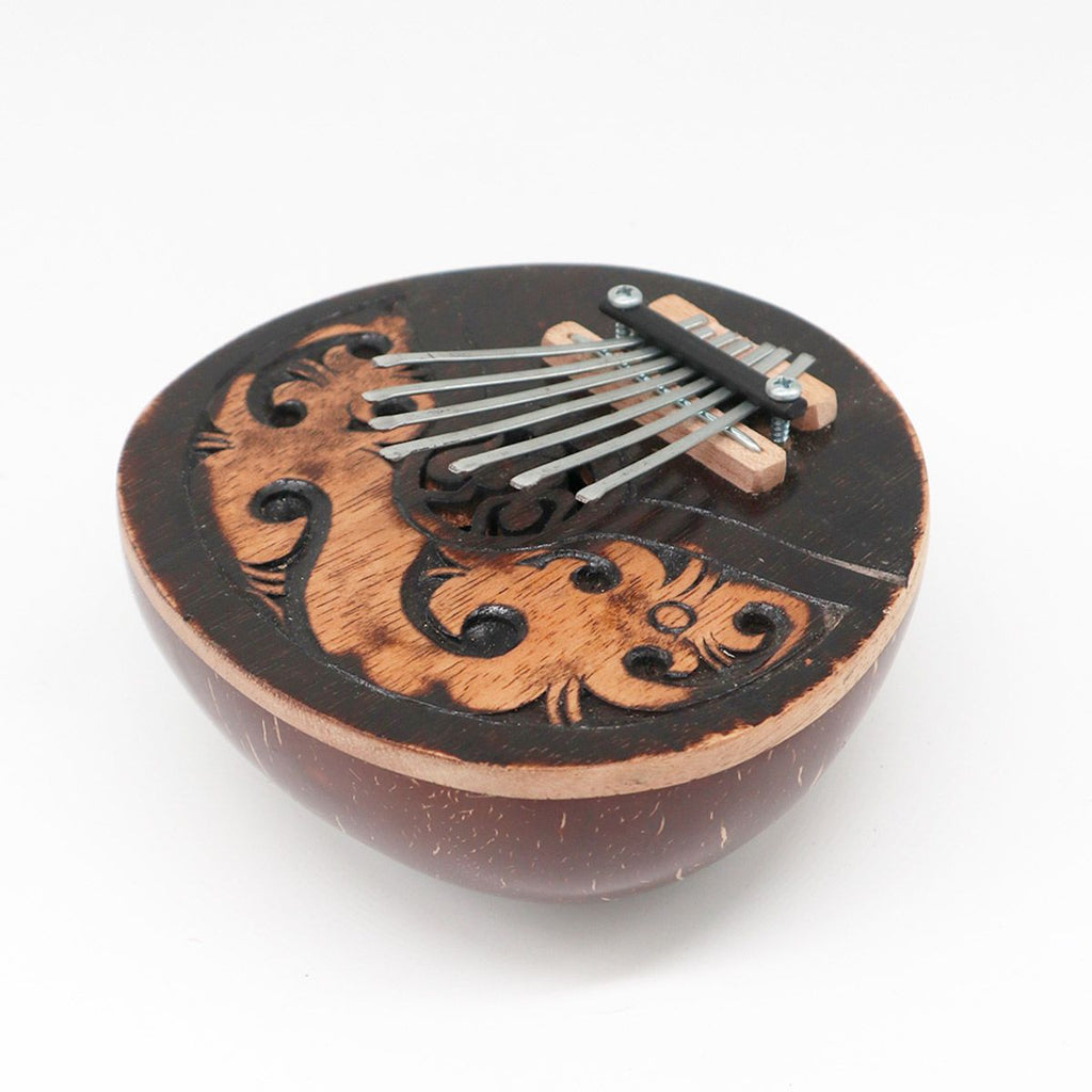 Antique Coconut Kalimba with Seven Steel Keys